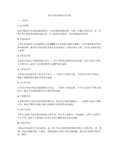 高中历史选修知识点总结