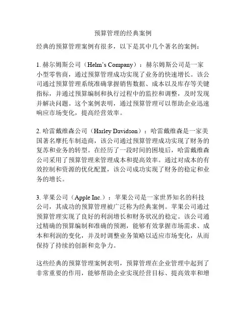 预算管理的经典案例