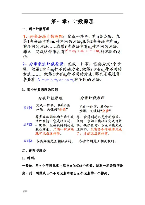 高中选修2-3第一章计数原理知识点总结与训练