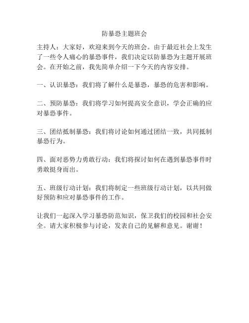 防暴恐主题班会