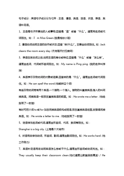 句子成分及类型