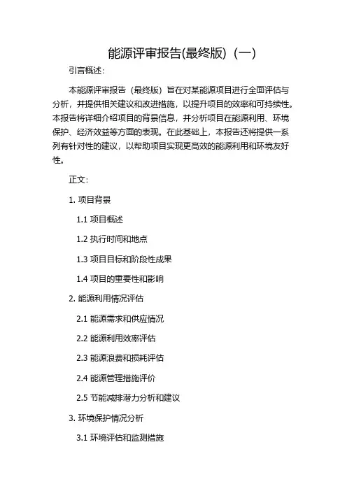 能源评审报告(最终版)(一)