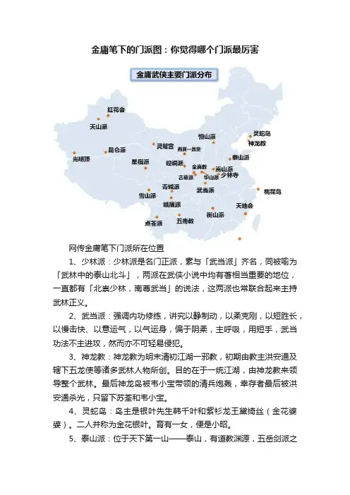 金庸笔下的门派图：你觉得哪个门派最厉害