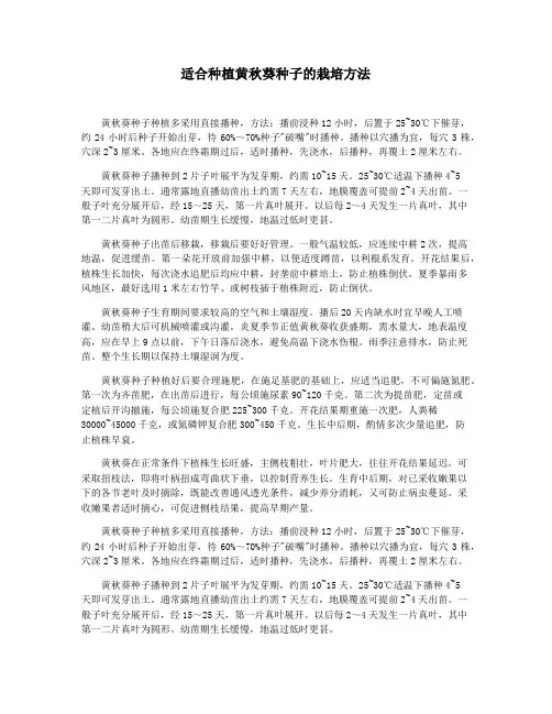 适合种植黄秋葵种子的栽培方法