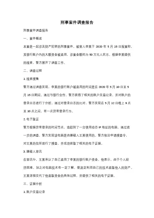 刑事案件调查报告