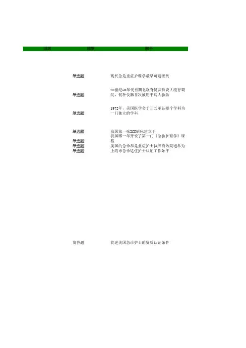 急危重症护理学(第4版) 第一章试题