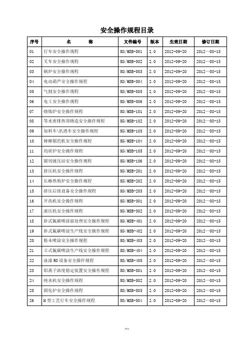 设备安全操作规程汇编