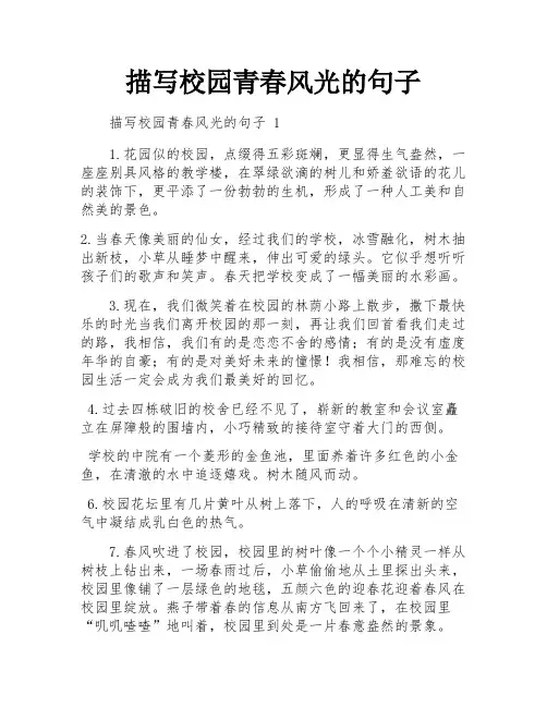 描写校园青春风光的句子