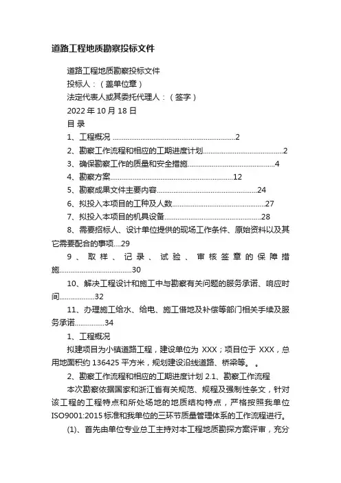 道路工程地质勘察投标文件