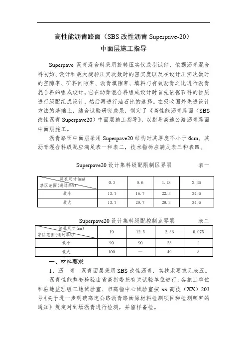 高性能沥青路面(SBS改性沥青Superpave-20)中面层施工指导