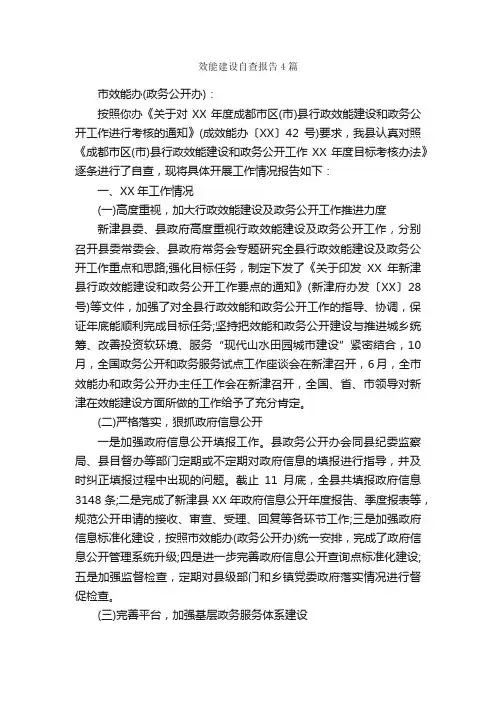 效能建设自查报告4篇_自查报告_