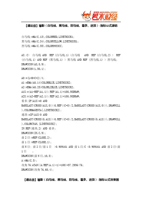 【股票指标公式下载】-【通达信】猎影(白马线、黑马线、烈马线、看多、逃顶)