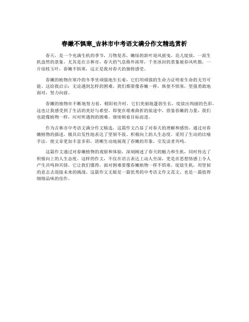 春嫩不惧寒_吉林市中考语文满分作文精选赏析