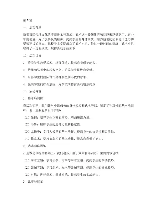 小学武术小组活动总结(3篇)