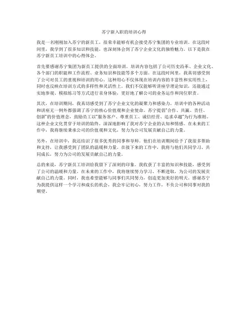 苏宁新入职的培训心得