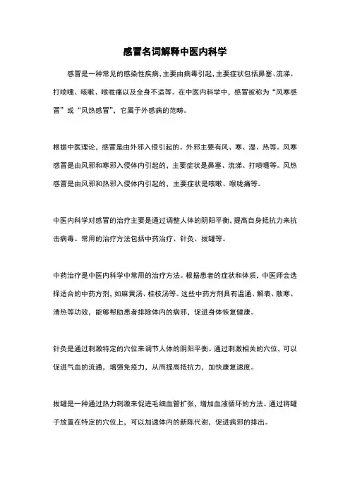 感冒名词解释中医内科学