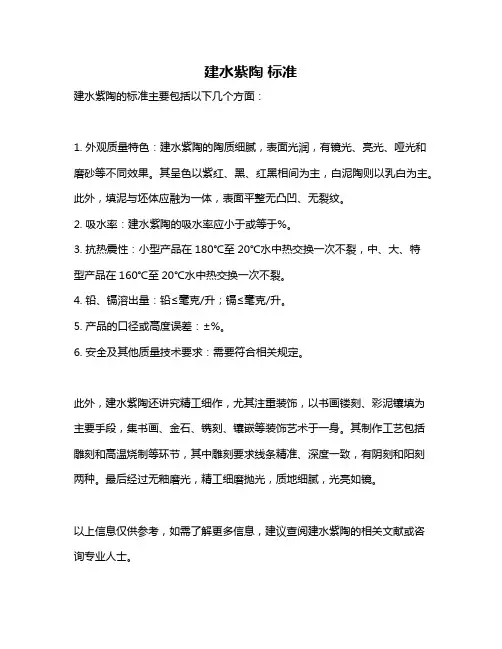 建水紫陶 标准