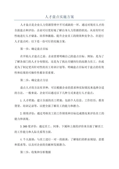 人才盘点实施方案