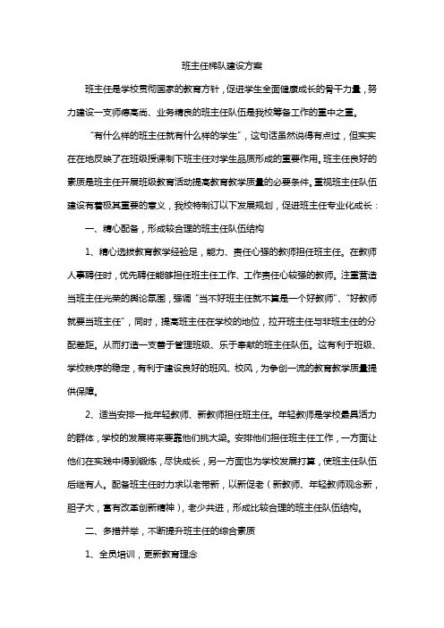 班主任梯队建设方案