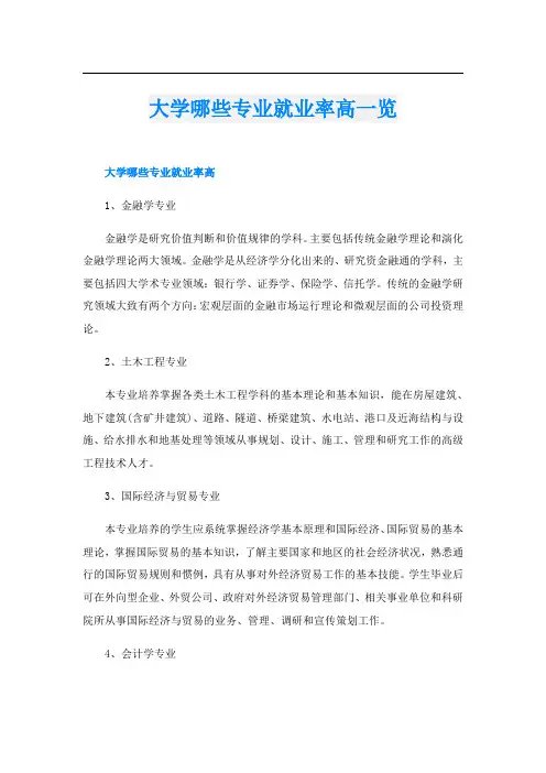 大学哪些专业就业率高一览