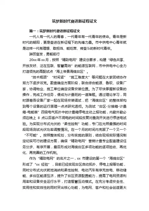筑梦新时代奋进新征程征文