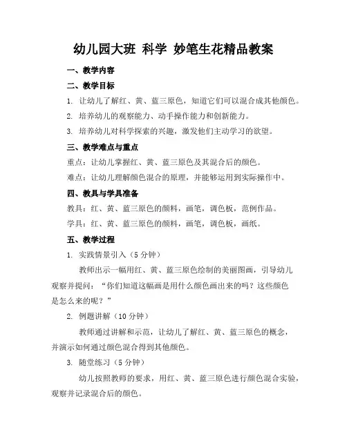 幼儿园大班科学妙笔生花精品教案