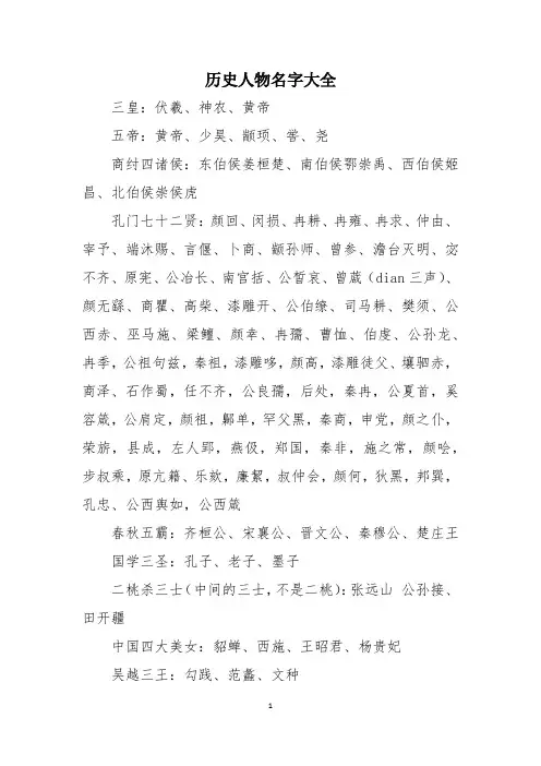 历史人物名字大全