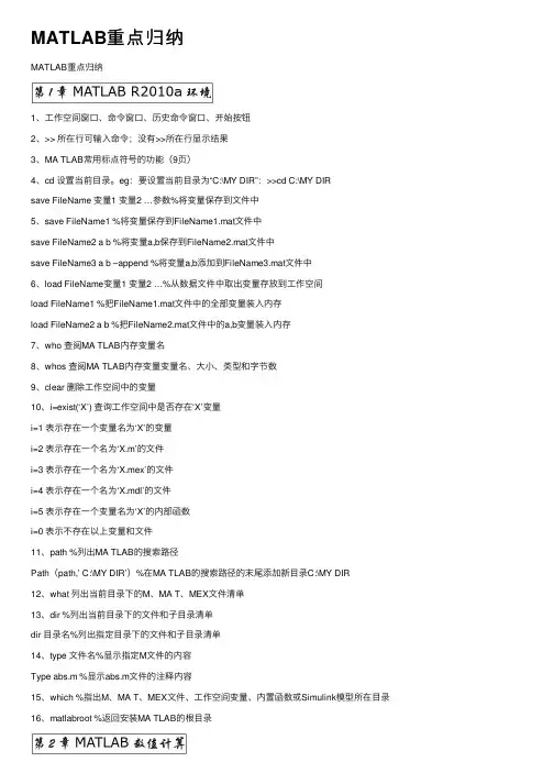 MATLAB重点归纳