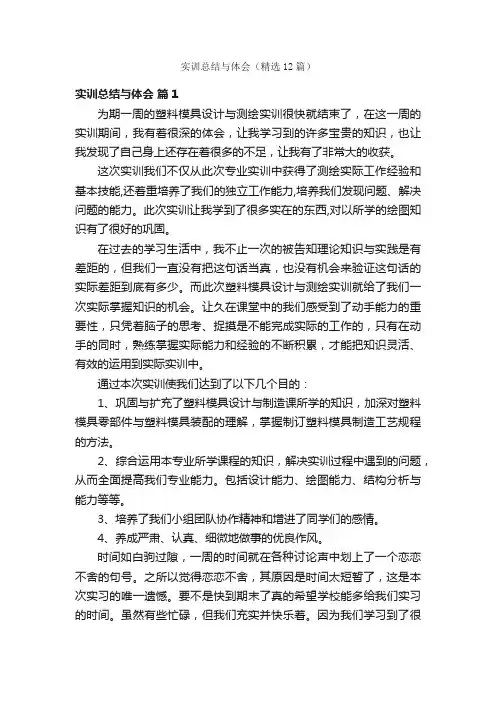 实训总结与体会（精选12篇）