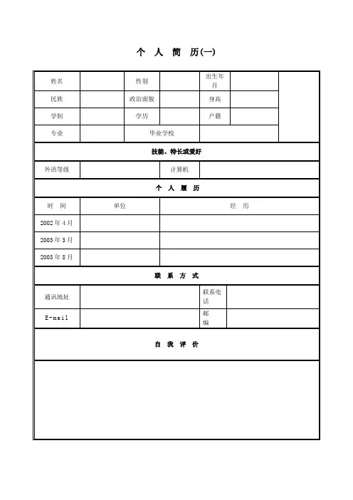 个人求职简历模板(30种)