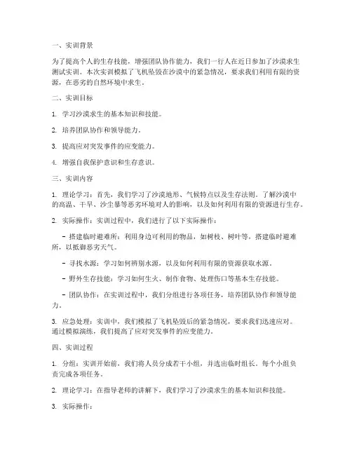 沙漠求生测试实训报告