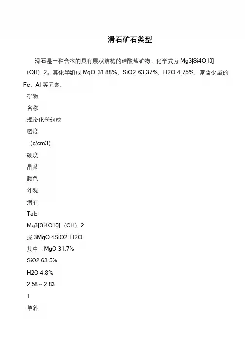滑石矿石类型