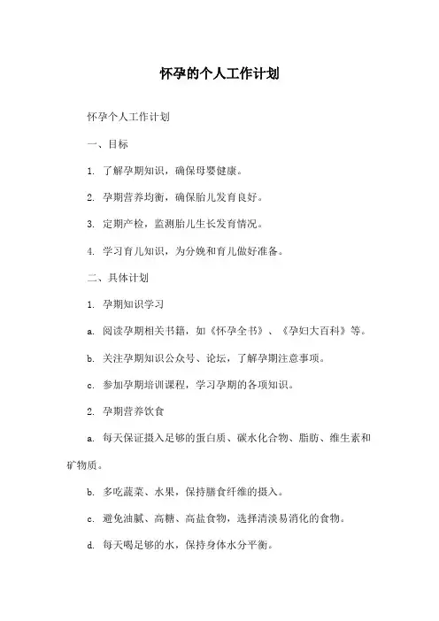 怀孕的个人工作计划