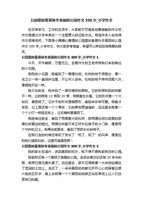 公园里的春夏秋冬美丽的公园作文300字_小学作文
