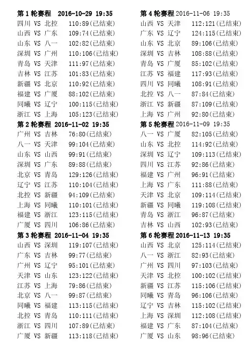 2016-17CBA赛程LF总结