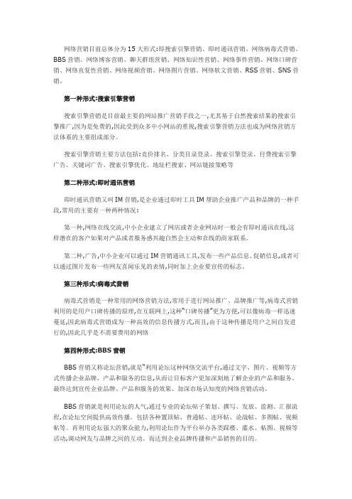 网络营销的形式