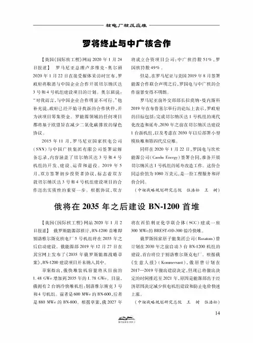 俄将在2035年之后建设bn-1200首堆