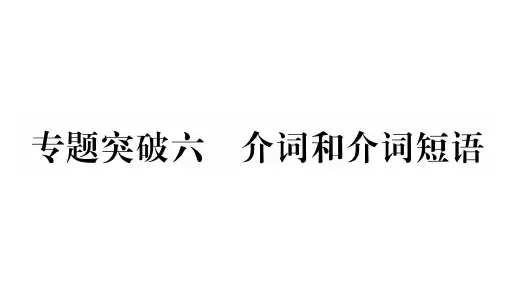 中考英语云南专用语法习题课件：专题六 介词 (共15张PPT)