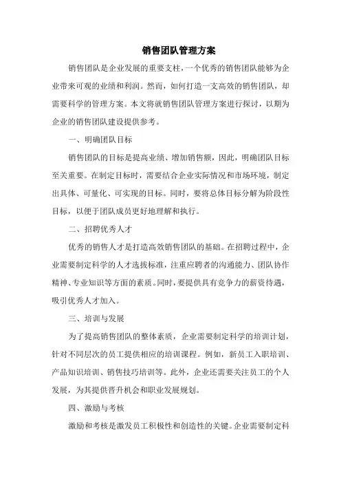 销售团队管理方案