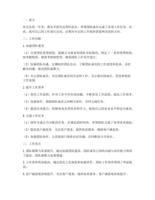 皮带队个人工作总结