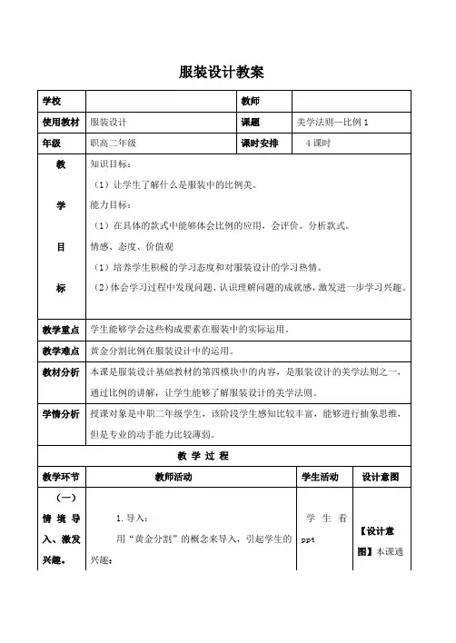 服装设计基础9——服装美学法则—比例1