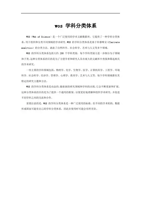 wos 学科分类体系