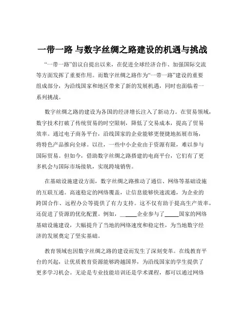 一带一路 与数字丝绸之路建设的机遇与挑战