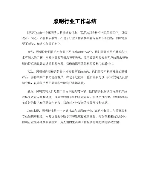 照明行业工作总结