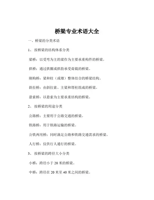 桥梁专业术语大全