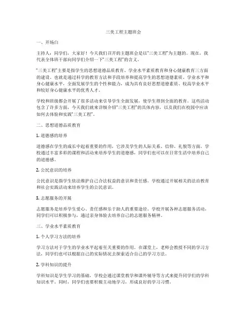 三美工程主题班会
