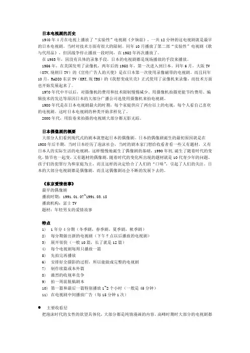 日本电视剧的历史
