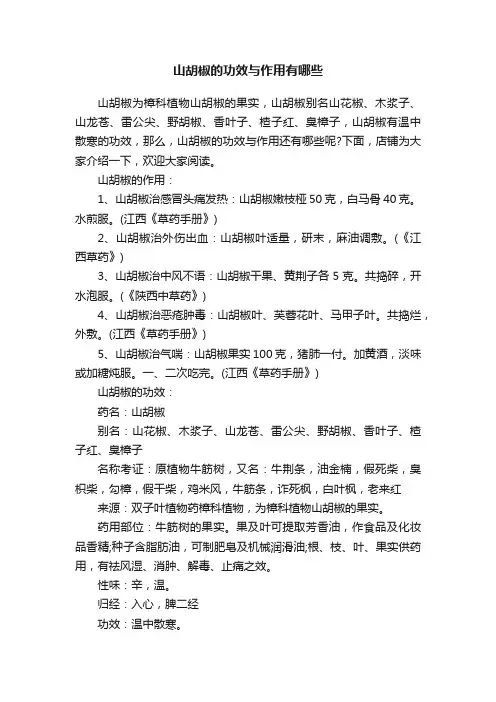 山胡椒的功效与作用有哪些