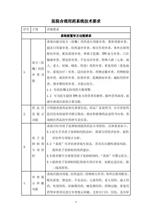医院合理用药系统技术要求