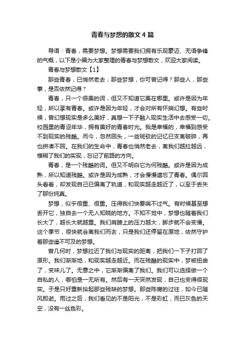 青春与梦想的散文4篇